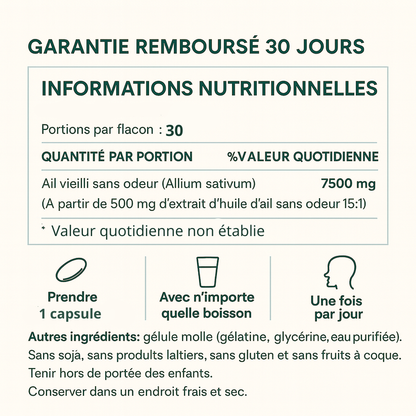 Extrait d’ail vieilli, 7500 mg, inodore