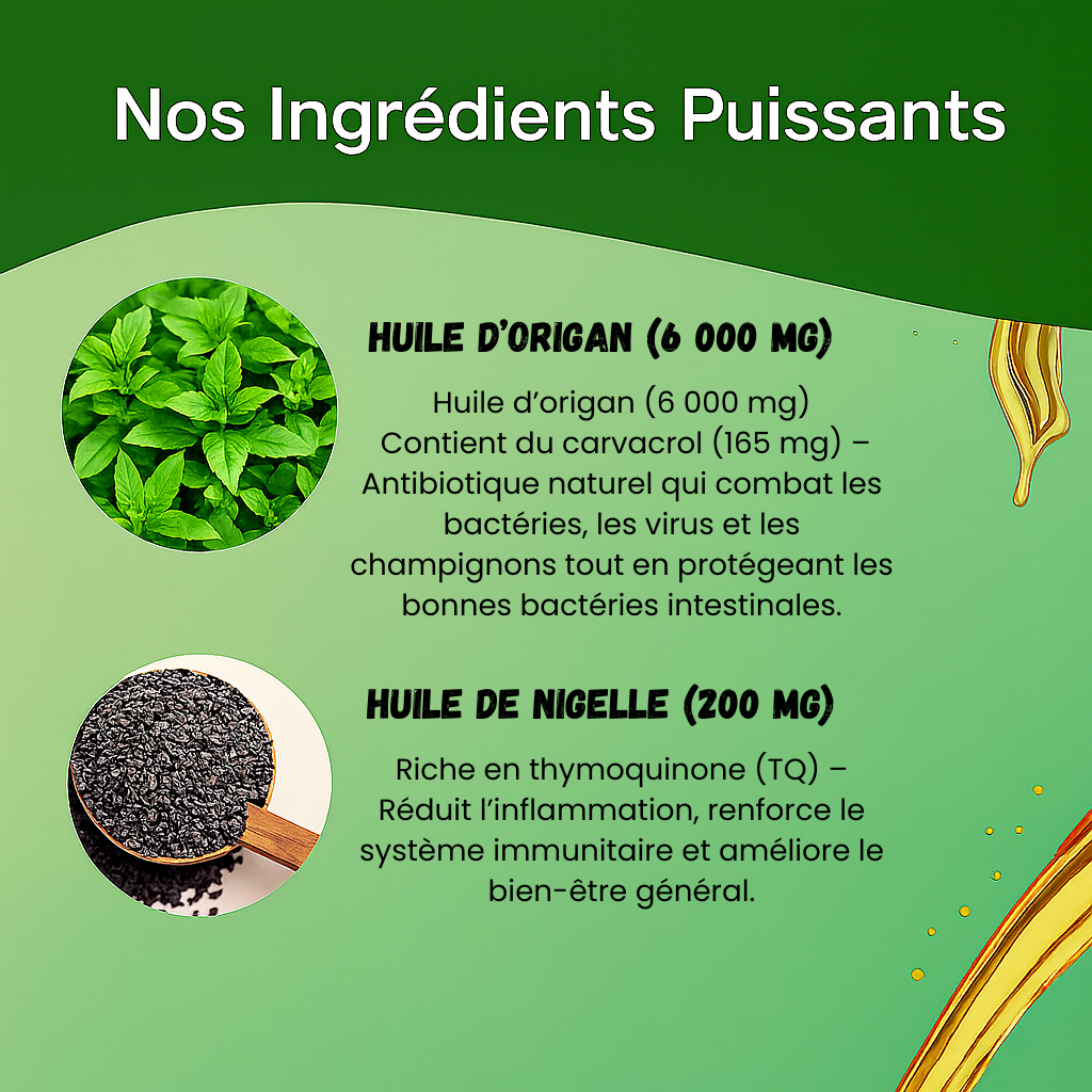 Huile d'origan à l'huile de nigelle